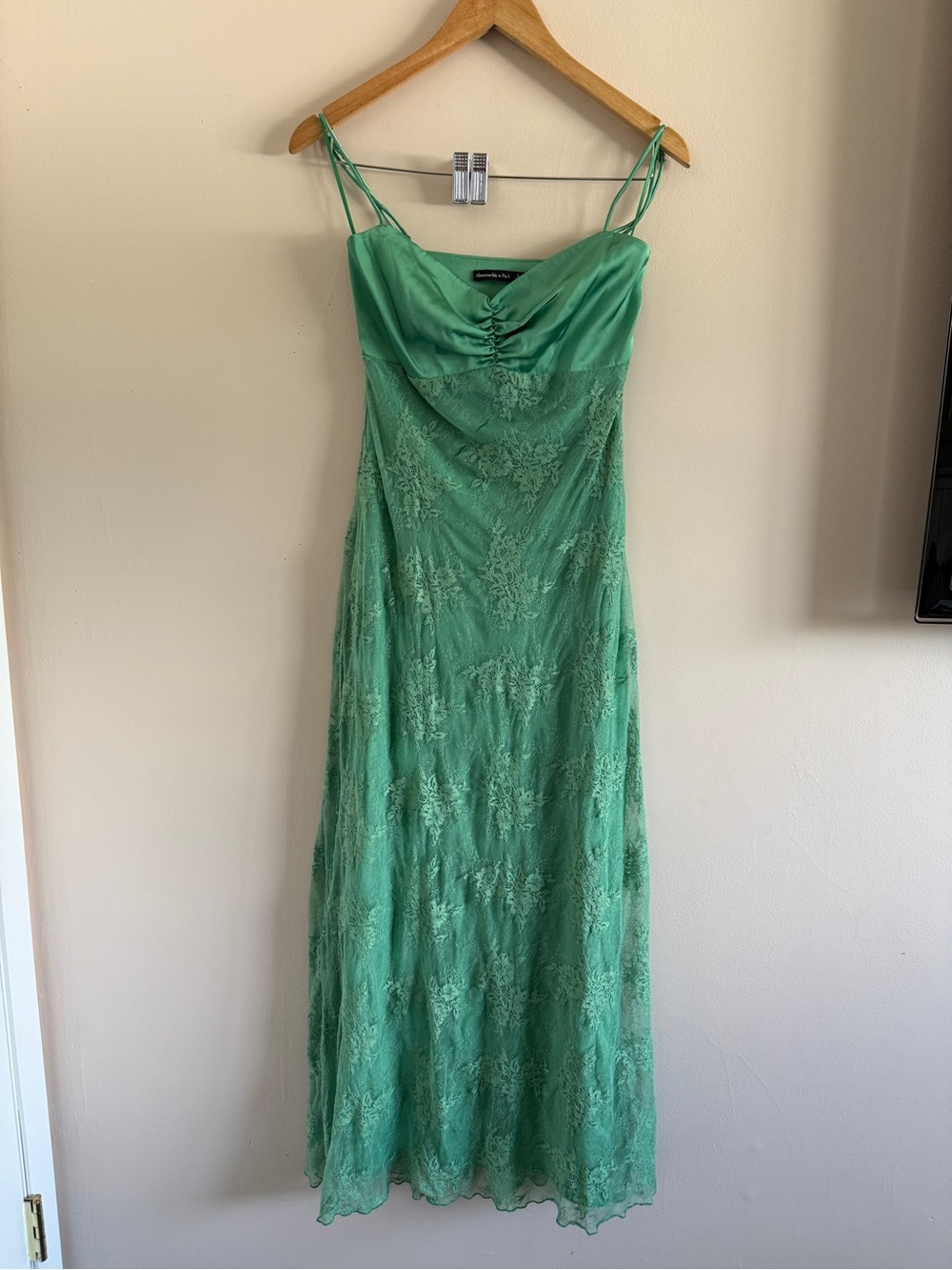 Abercrombie & Fitch Emerald Green Lace Maxi Slip Dress